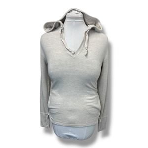 Athleta Women’s Long Sleeve V Neck Pullover Drawstring Hoodie Active Oatmeal XS